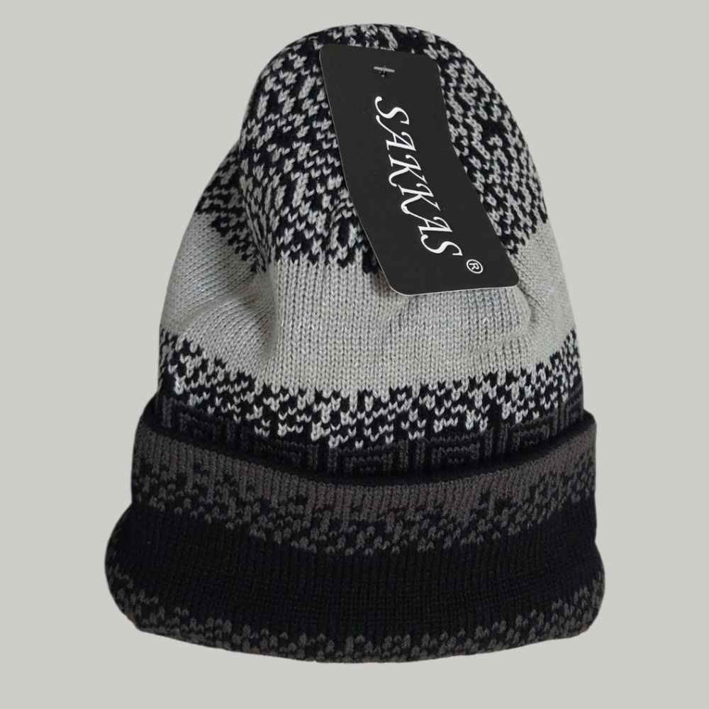 NWT Sakkas | Knit Winter Hat / Beanie| Black & Gray | OS